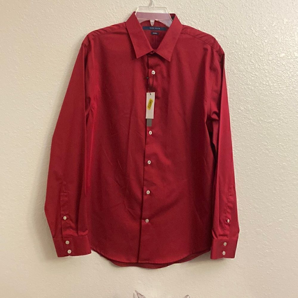 ❤️ PERRY ELLIS RED BOTTON DOWN LONG SLEEVE NON IRON SIZE L— Not in the 3 for $25